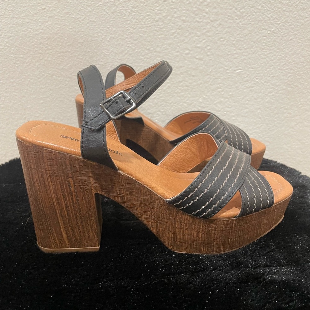 Seven Dials Black and Brown Platform Sandals